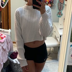 Holster cropped white mock neck sweater